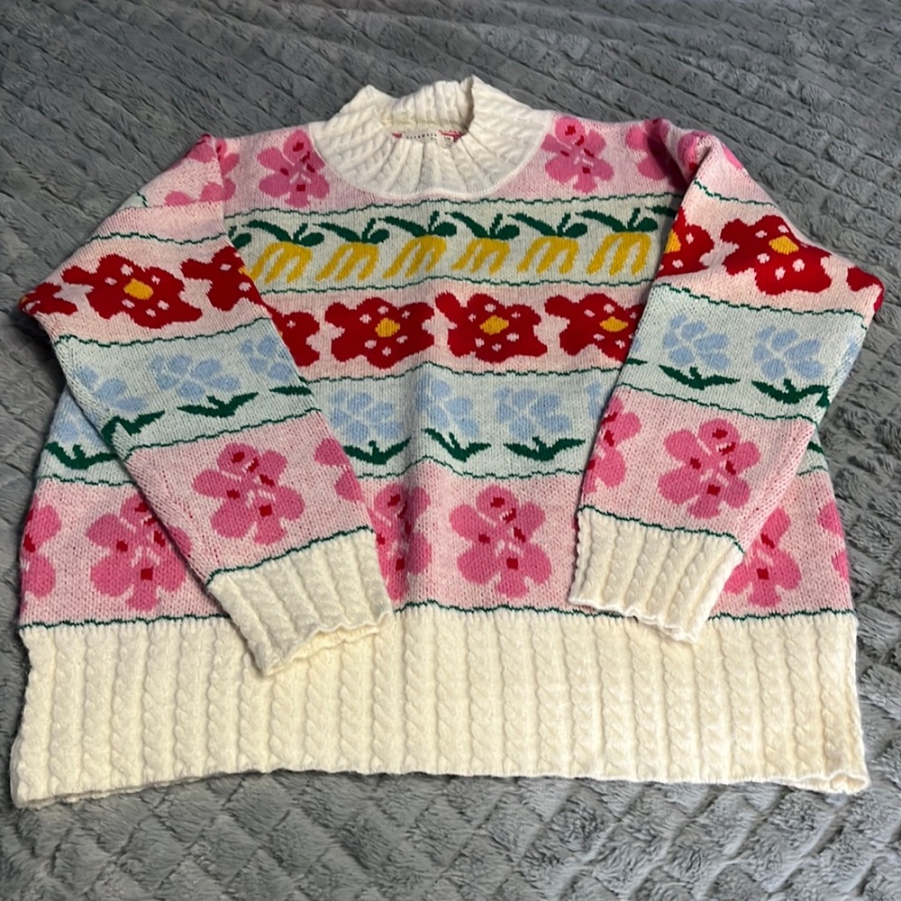 Natural Assets Ivory Multi Floral Print Sweater